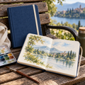 Lifestyle scene of Indigo Watercolor Travel Journal