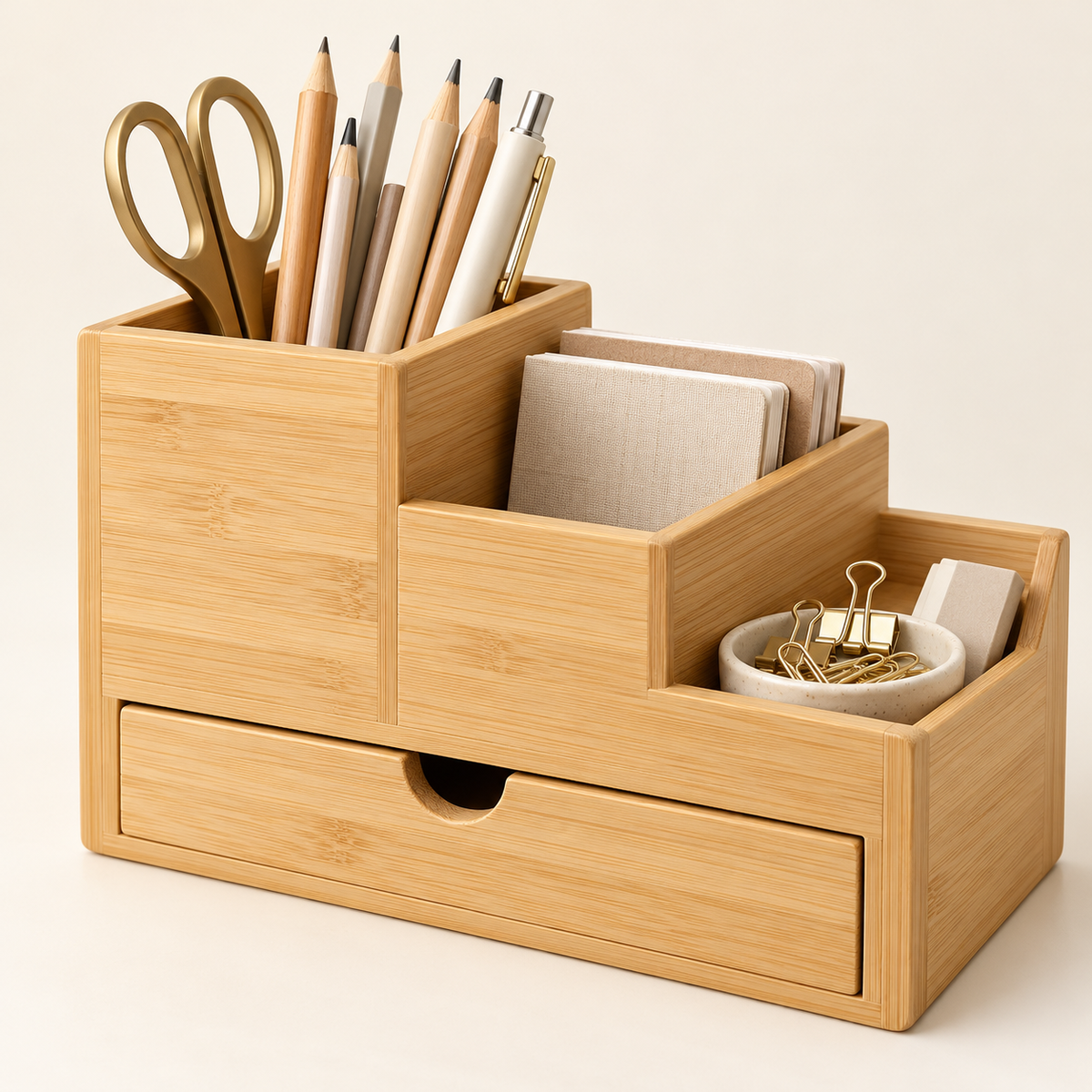 Product hero of Three-Tier Bamboo Desktop Organizer
