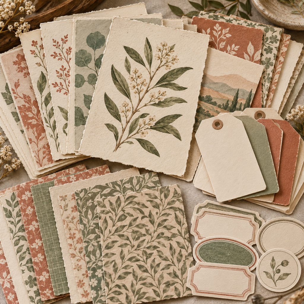 Close-up detail of Botanical Journal Ephemera Pack