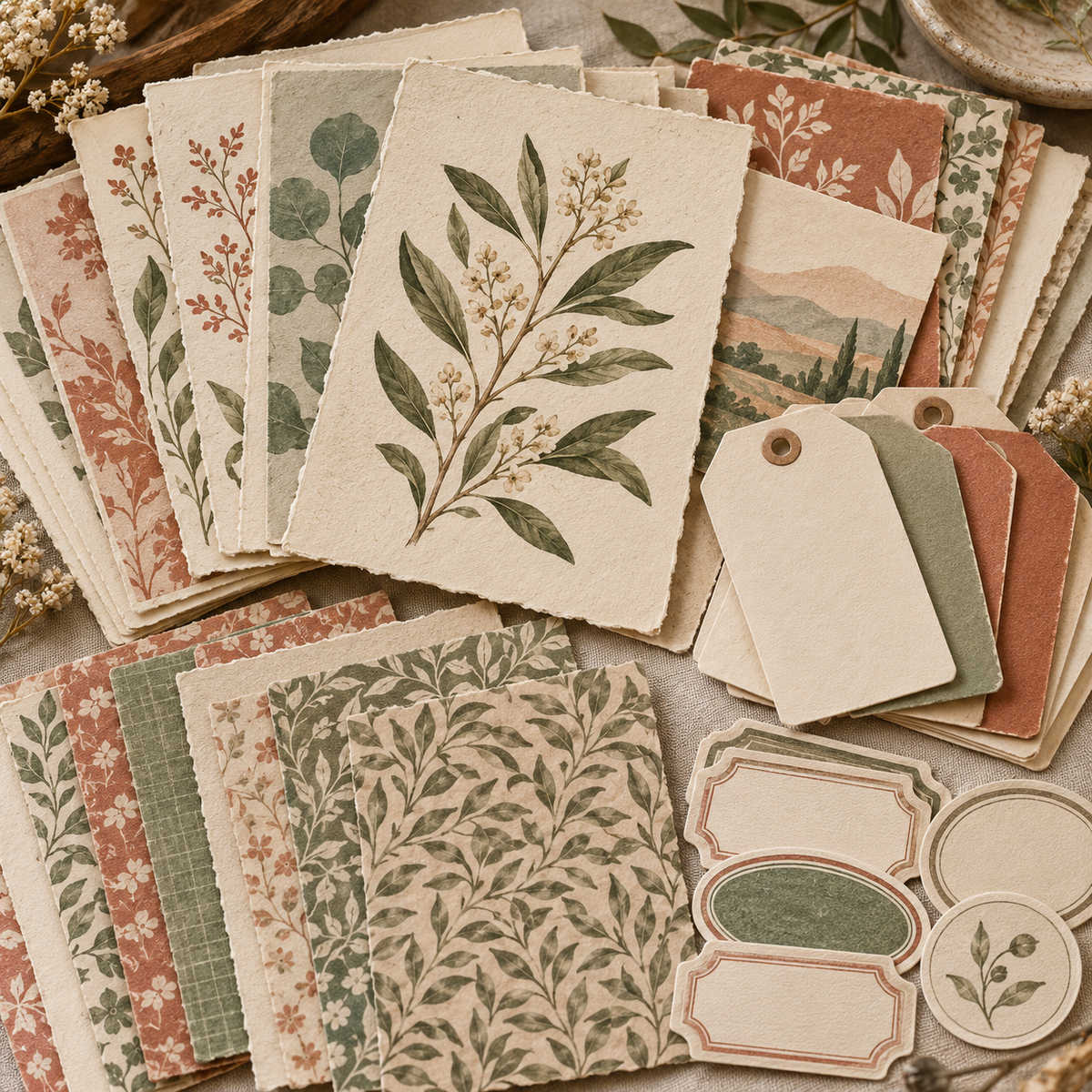 Close-up detail of Botanical Journal Ephemera Pack