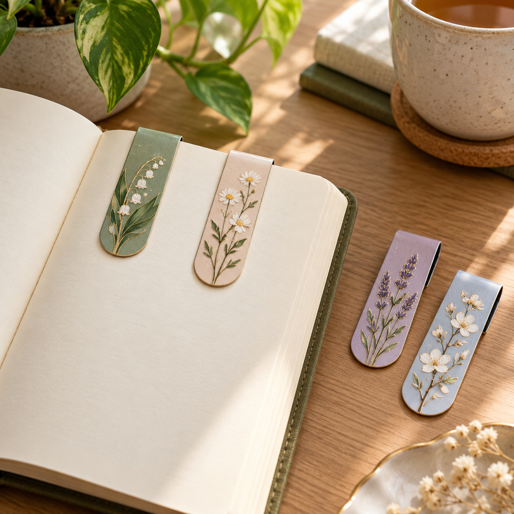Lifestyle scene of Magnetic Botanical Page Markers